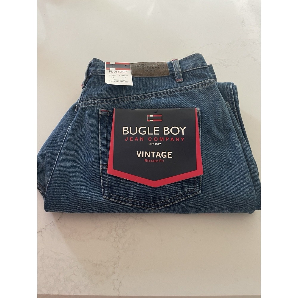 Bugle Boy Men's Medium Wash Jeans 42x30 Vintage Relax Fit